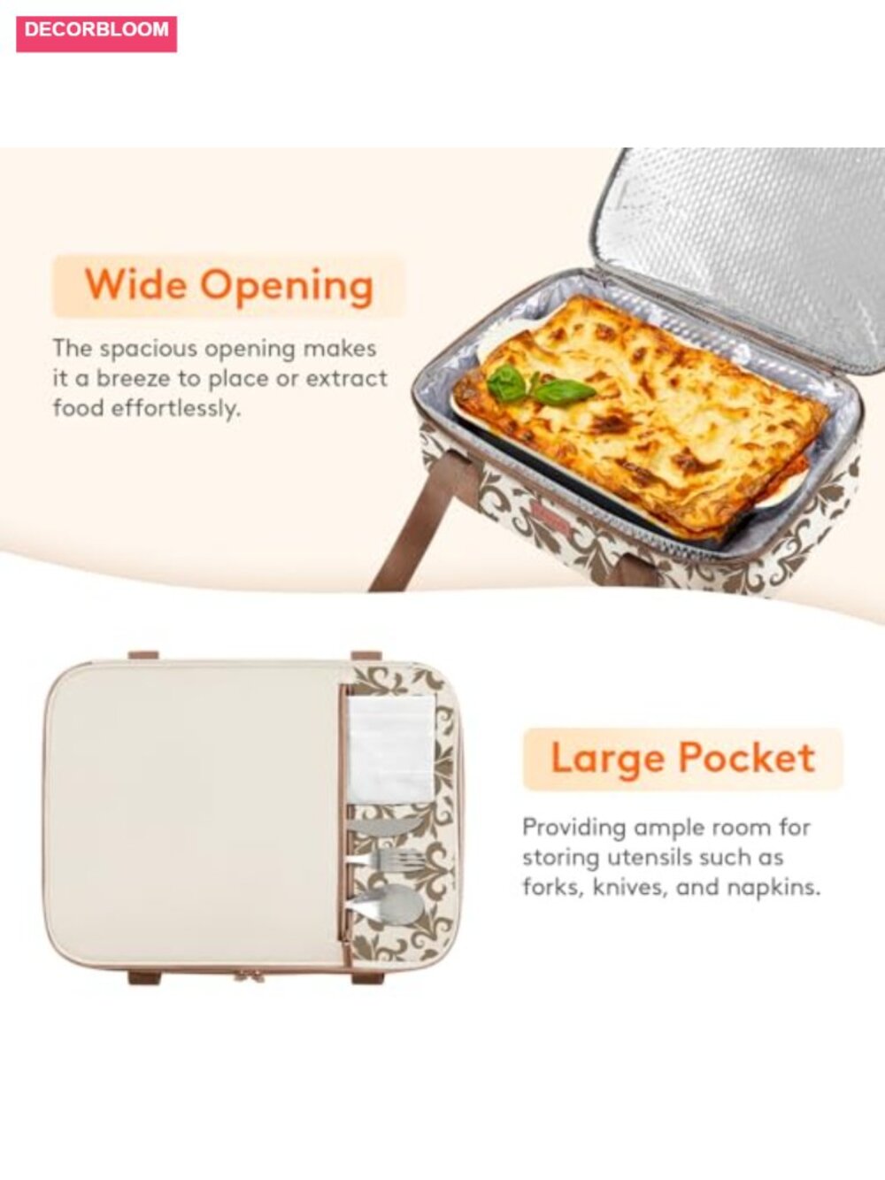 Insulated Casserole Carrier Hot Cold Food Tote Potluck Picnic - Picture 4 of 6